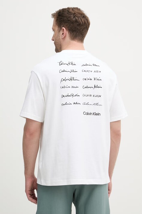 Calvin Klein Jeans T-shirt męski bawełniany beżowy LV04RE828G