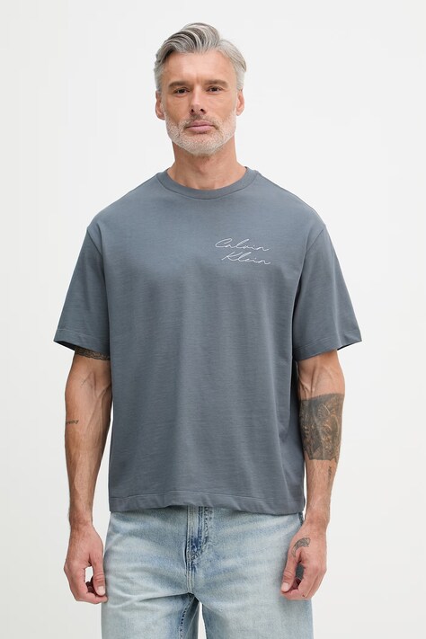 Calvin Klein Jeans kratka majica moška bombažna siva LV04RE828G