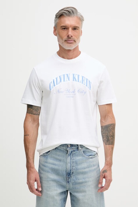 Calvin Klein Jeans T-shirt męski bawełniany biały LV04RF820G
