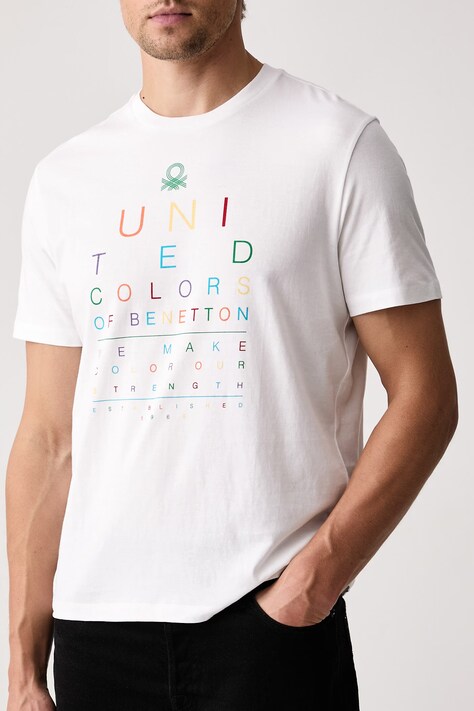 United Colors of Benetton T-shirt męski bawełniany biały 39VFU1096