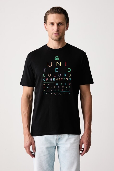 United Colors of Benetton T-shirt ανδρικό βαμβακερό μαύρο 39VFU1096