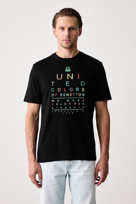 United Colors of Benetton T-shirt ανδρικό βαμβακερό μαύρο 39VFU1096
