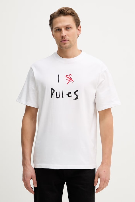 United Colors of Benetton t-shirt bawełniany męski kolor biały z nadrukiem 3MI5U10C0