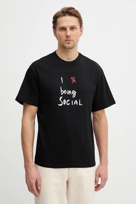 United Colors of Benetton t-shirt bawełniany męski kolor czarny z nadrukiem 3MI5U10C0