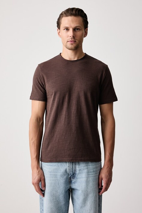 United Colors of Benetton T-shirt męski bawełniany brązowy 3N78U10C2