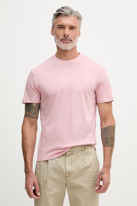 United Colors of Benetton T-shirt męski z bawełną różowy 36IBU10CE