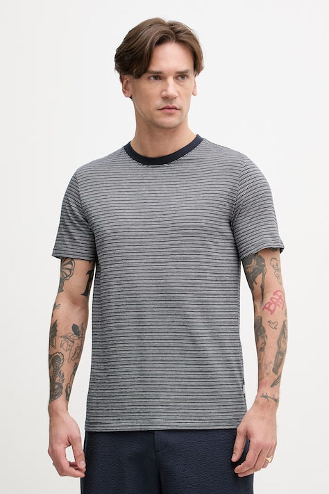 Lindbergh t-shirt męski bawełniany granatowy 30.400117