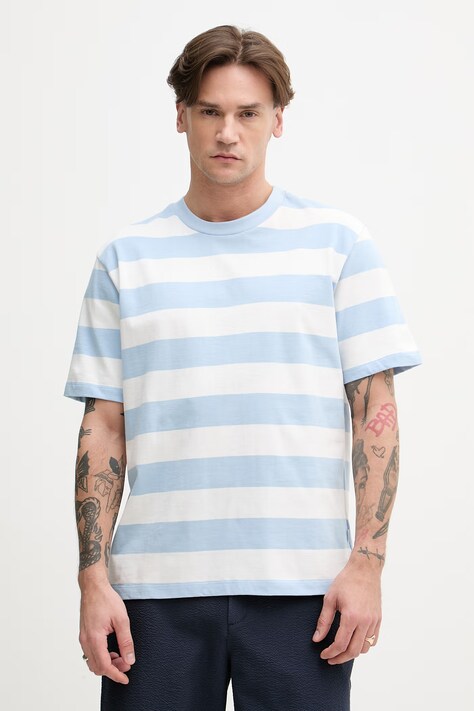 Lindbergh t-shirt bawełniany męski kolor niebieski 30.400146