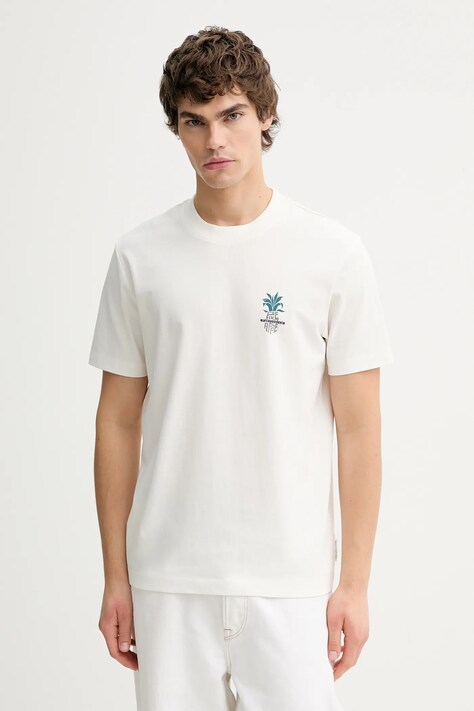 Marc O'Polo t-shirt bawełniany męski kolor beżowy gładki 5000008133