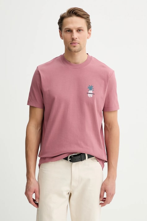 Marc O'Polo t-shirt bawełniany męski kolor różowy gładki 5000008133