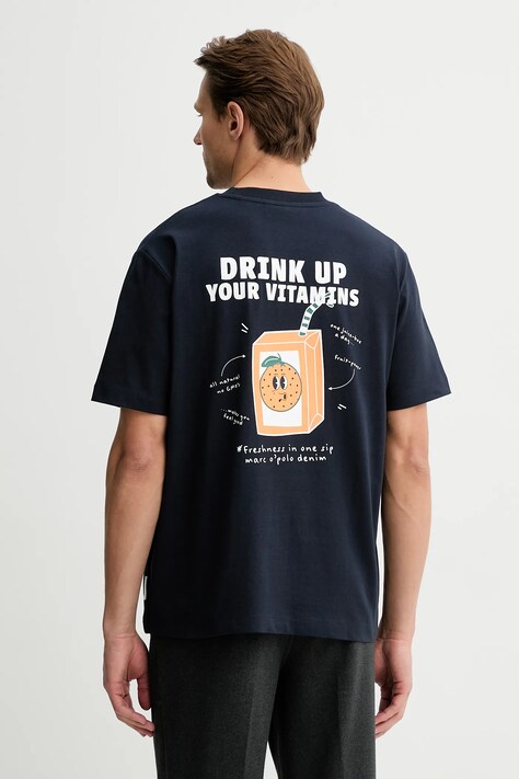 Marc O'Polo t-shirt bawełniany męski kolor granatowy z nadrukiem 5000010968