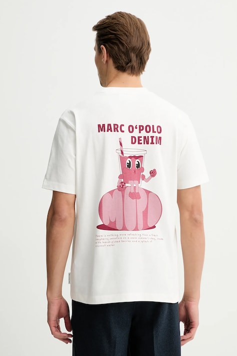 Marc O'Polo t-shirt bawełniany męski kolor beżowy z nadrukiem 5000010969