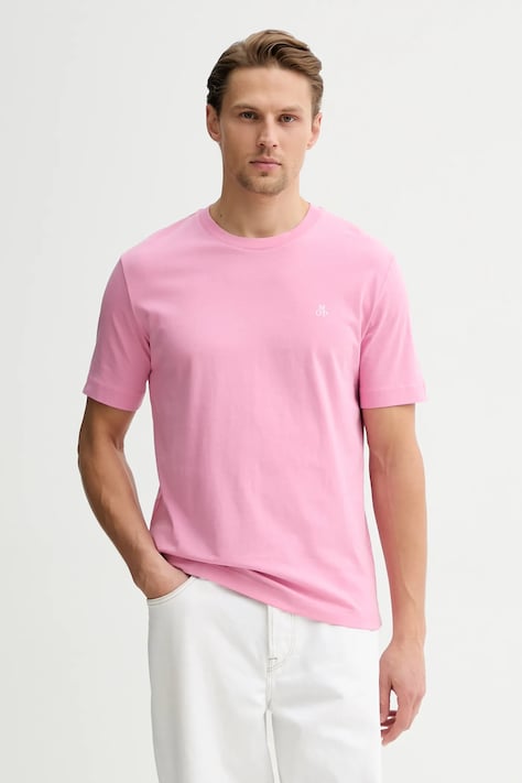 Marc O'Polo t-shirt bawełniany męski kolor różowy gładki 5000012685