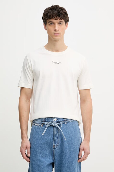 Marc O'Polo T-shirt męski bawełniany beżowy 5000012689