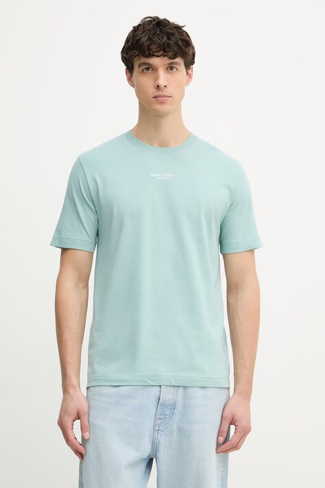 Marc O'Polo T-shirt męski bawełniany turkusowy 5000012689