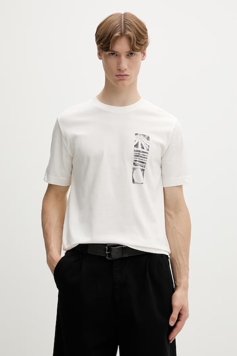 Marc O'Polo T-shirt męski bawełniany beżowy 5000012690