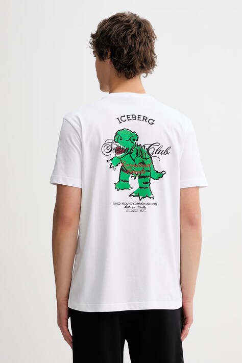 Iceberg t-shirt bawełniany męski kolor biały z nadrukiem F045 6325