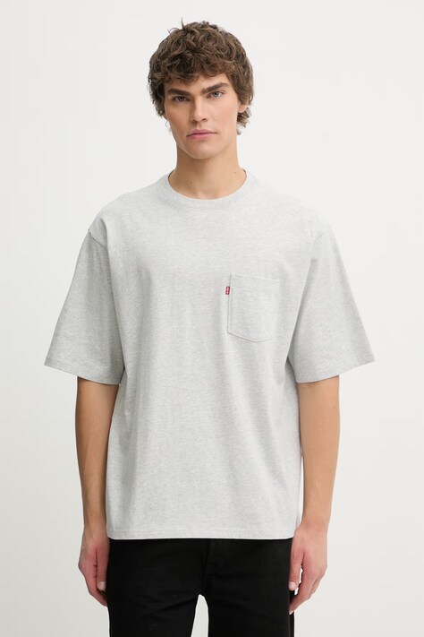 Levi's t-shirt bawełniany HALF SLV PKT męski kolor szary gładki 005OB-0002