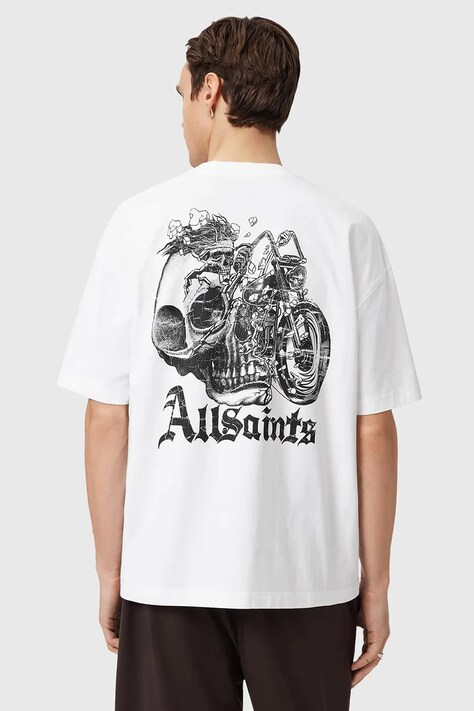 AllSaints t-shirt bawełniany PANHEAD męski kolor biały z nadrukiem M021PE