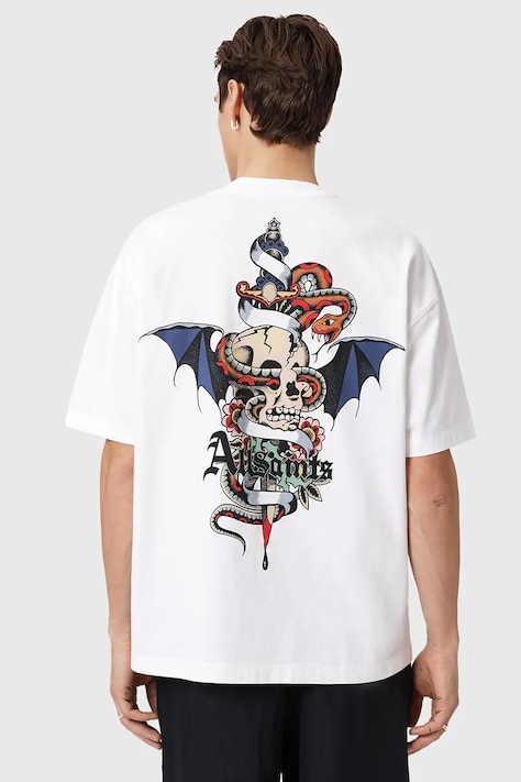 Bavlněné tričko AllSaints BLADE pánské, bílá barva, M025PE