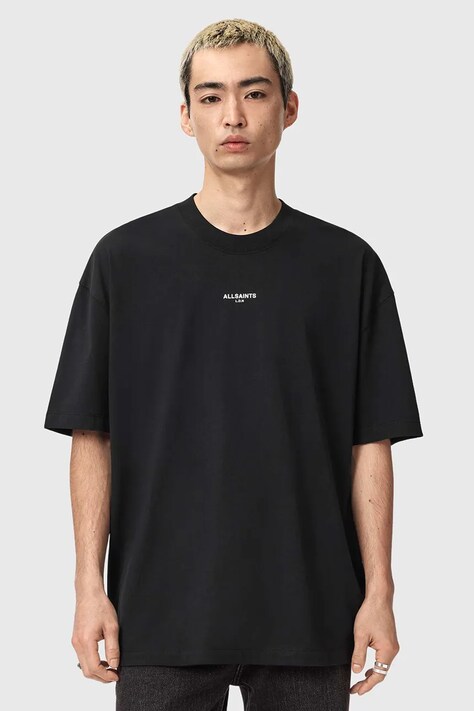AllSaints t-shirt bawełniany MIKRO męski kolor czarny z nadrukiem M028JE