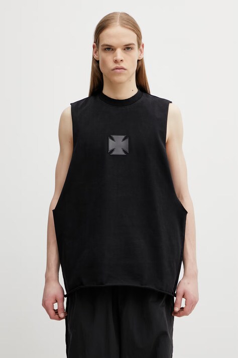 VETEMENTS t-shirt bawełniany Leather Cross kolor czarny ME76TR154BX