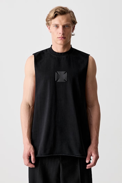 Vetements Leather Cross top od pamuka za muškarce crni ME76TR154BX