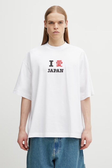 VETEMENTS t-shirt bawełniany Japan Tourist męski kolor biały z nadrukiem ME76TR260W