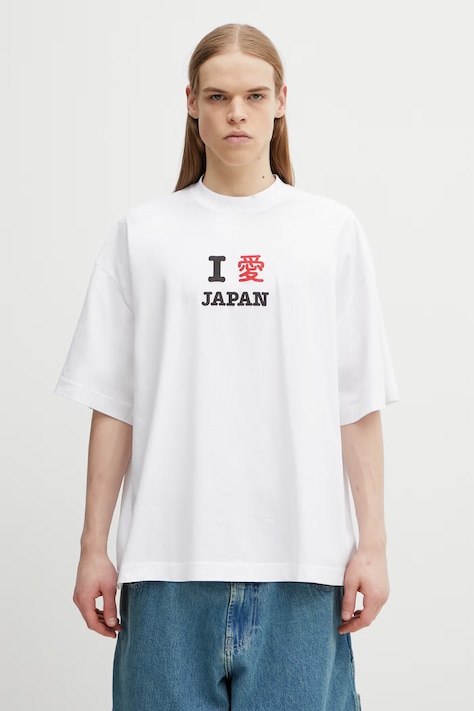 VETEMENTS t-shirt bawełniany Japan Tourist męski kolor biały z nadrukiem ME76TR260W