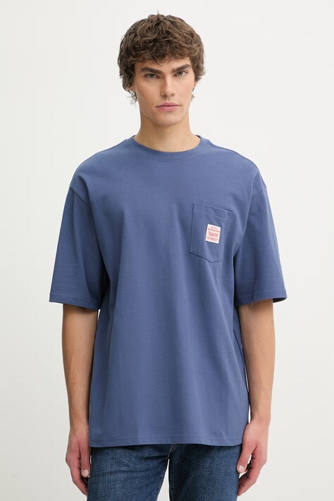 Levi's t-shirt bawełniany SS TEE x WORKWEAR męski kolor niebieski gładki A5850-0026