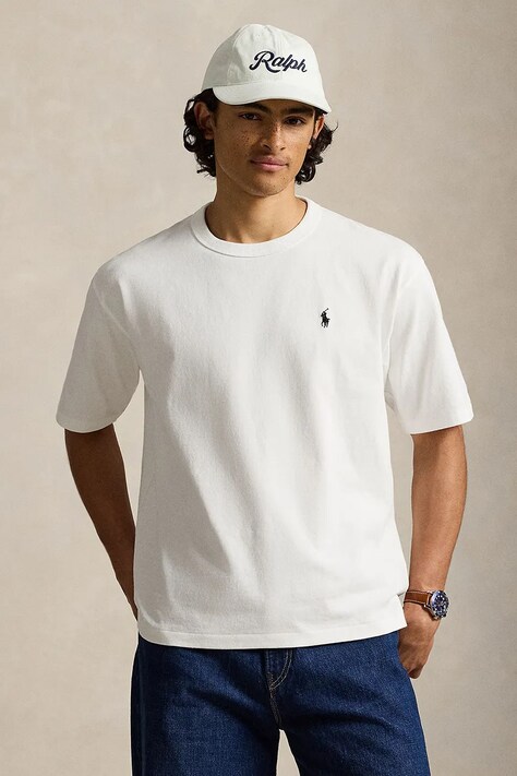 Polo Ralph Lauren T-shirt oversize bawełniany męski biały 710A12979
