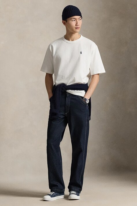 Bavlnené tričko Polo Ralph Lauren pánske, biela farba, jednofarebné, 710A12979