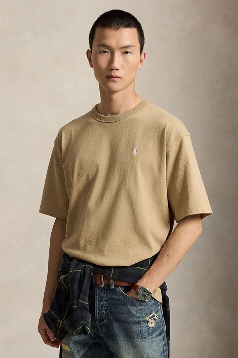 Polo Ralph Lauren Oversize tričko pánske bavlnené béžové 710A12979