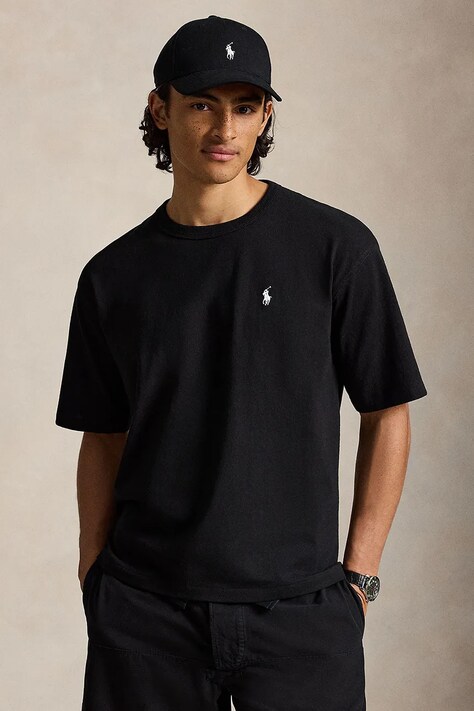 Polo Ralph Lauren T-shirt oversize męski bawełniany czarny 710A12979