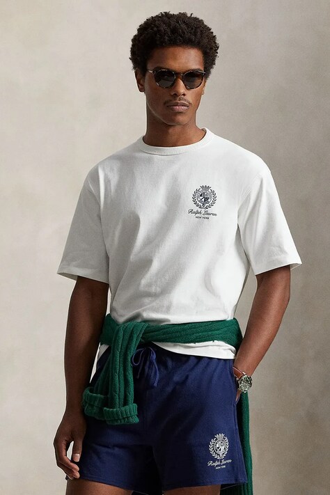 Polo Ralph Lauren t-shirt bawełniany męski kolor biały z nadrukiem 710A13265