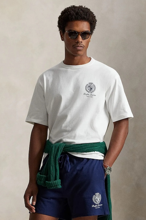 Βαμβακερό μπλουζάκι Polo Ralph Lauren ανδρικό, χρώμα: άσπρο, 710A13265