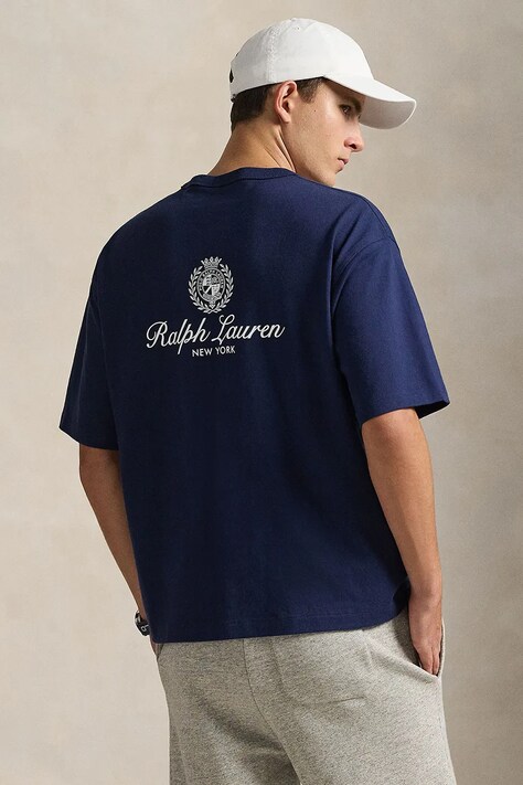 Polo Ralph Lauren t-shirt bawełniany męski kolor granatowy z nadrukiem 710A13265