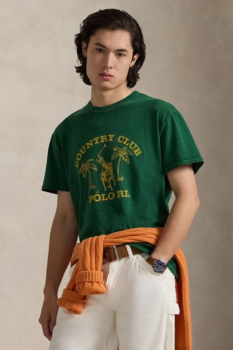 Polo Ralph Lauren t-shirt męski bawełniany zielony 710B13513