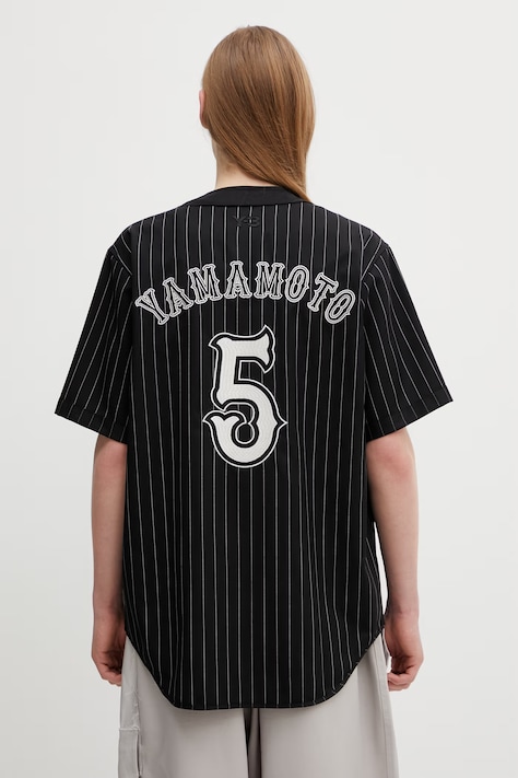 Y-3 koszula z dodatkiem wełny ELITE 5 BSBALL męskie kolor czarny relaxed KS7640
