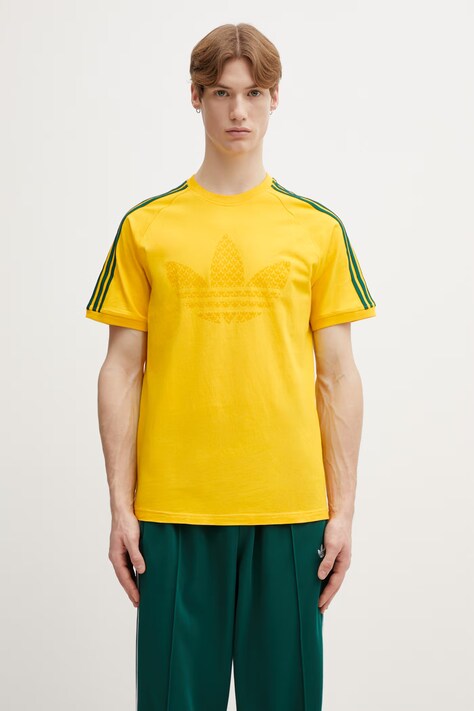 adidas Originals t-shirt bawełniany MONOGRAM 3S T męski kolor żółty z nadrukiem KD0404