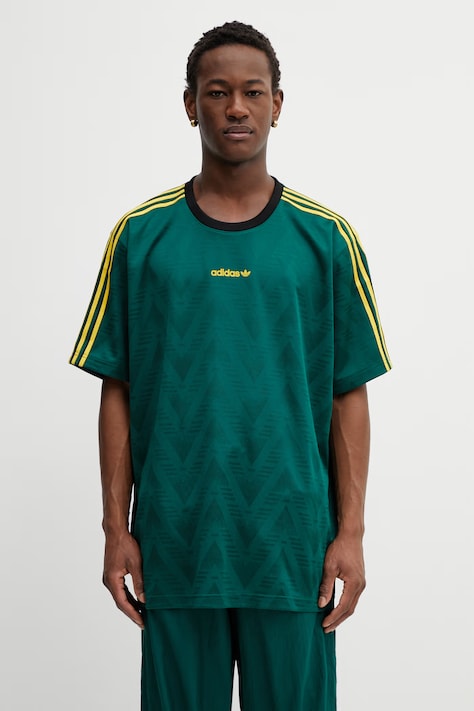 Футболка adidas Originals JACQUARD JSY цвет зелёный с принтом KE3337