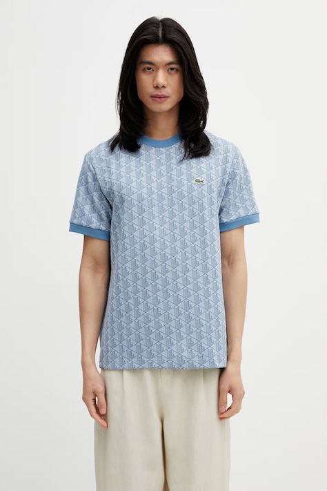 Lacoste t-shirt blue color patterned TH1197