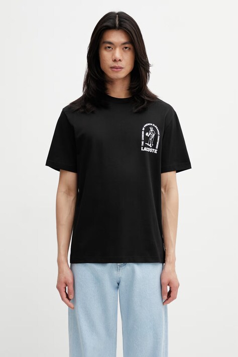 Lacoste T-shirt bawełniany męski czarny TH1433