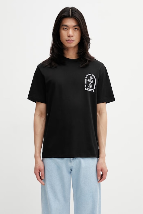Lacoste T-shirt bawełniany męski czarny TH1433
