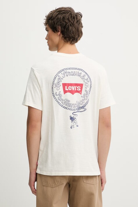 Levi's t-shirt bawełniany SS RELAXED FIT męski kolor beżowy z nadrukiem 16143-2451