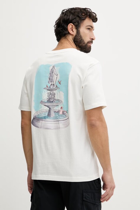 New Balance t-shirt męski bawełniany Fountain beżowy MT61J9ICSST