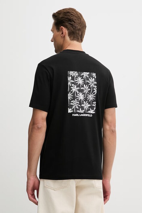 Karl Lagerfeld t-shirt męski kolor czarny z nadrukiem 562221.755040