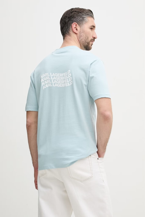 Karl Lagerfeld t-shirt męski bawełniany turkusowy 562224.755145