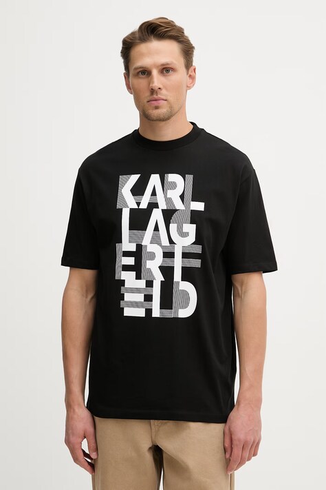 Karl Lagerfeld t-shirt bawełniany męski kolor czarny z nadrukiem 562225.755130