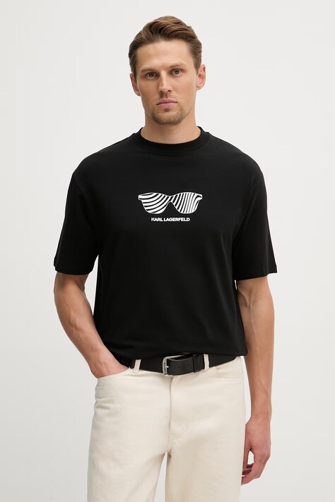 Karl Lagerfeld t-shirt męski kolor czarny z nadrukiem 562221.755131
